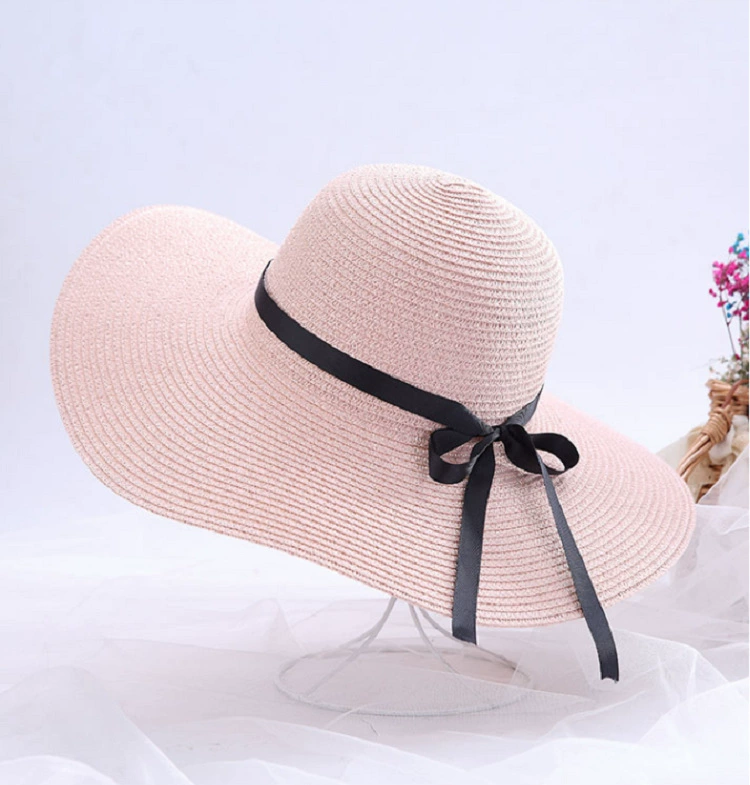 Floppy Foldable Ladies Women Straw Beach Sun Hat Summer Travel Wide Brim Cap