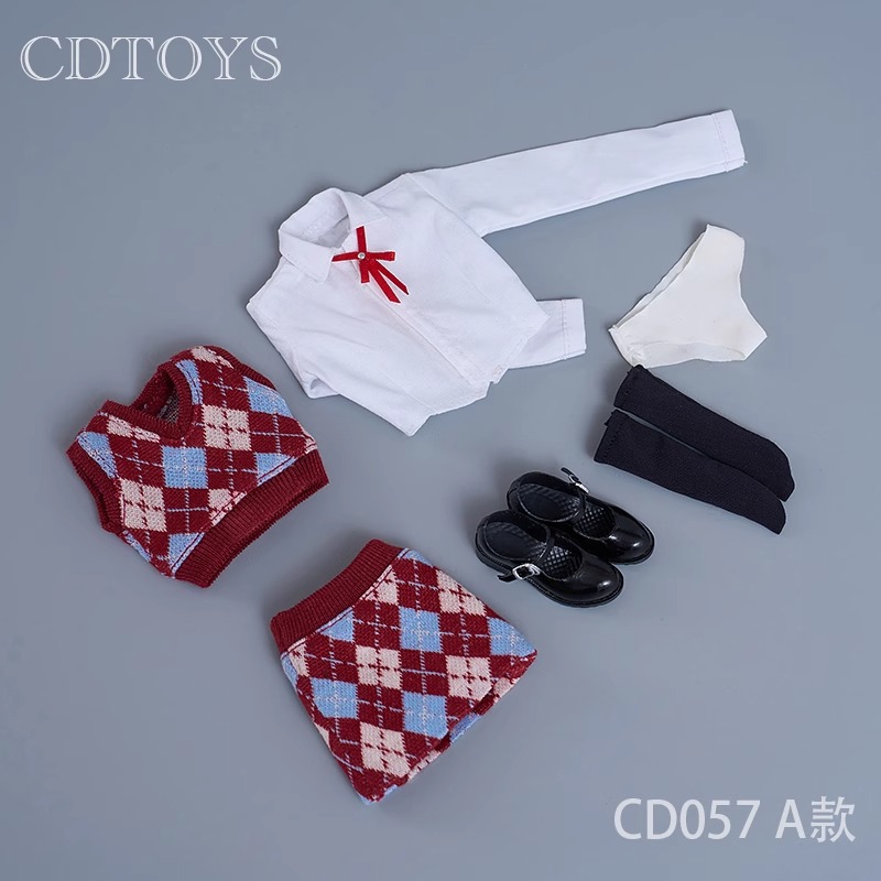 1/6 Mujer Soldado Ropa Diamante Cuadros Tejido Chaleco Bolso Cadera Falda Traje - Imagen 23 de 28