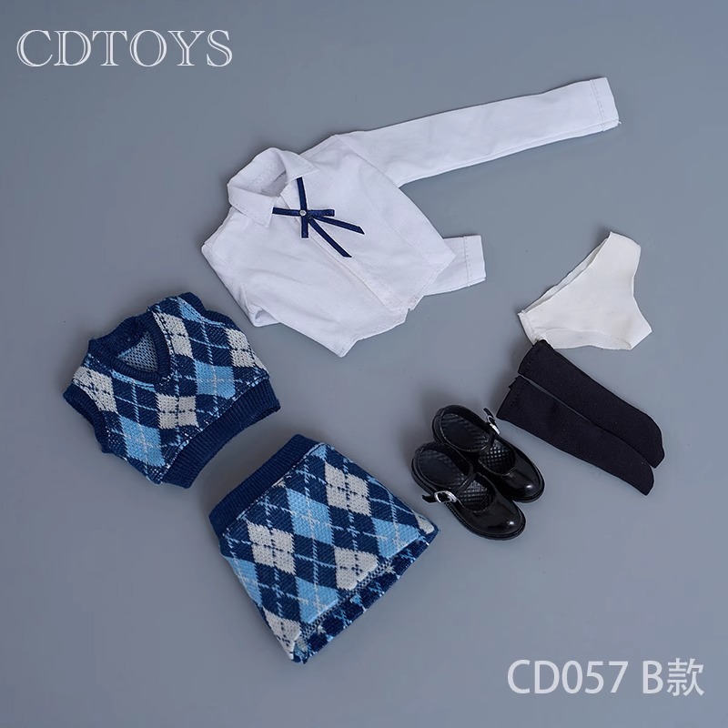 1/6 Mujer Soldado Ropa Diamante Cuadros Tejido Chaleco Bolso Cadera Falda Traje - Imagen 24 de 28