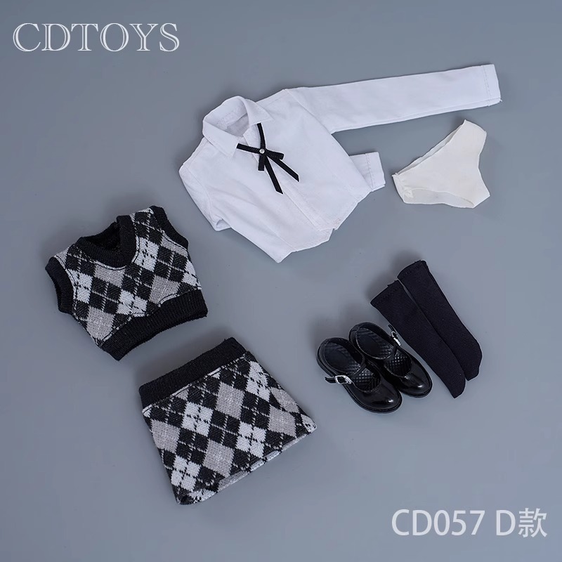 1/6 Mujer Soldado Ropa Diamante Cuadros Tejido Chaleco Bolso Cadera Falda Traje - Imagen 26 de 28