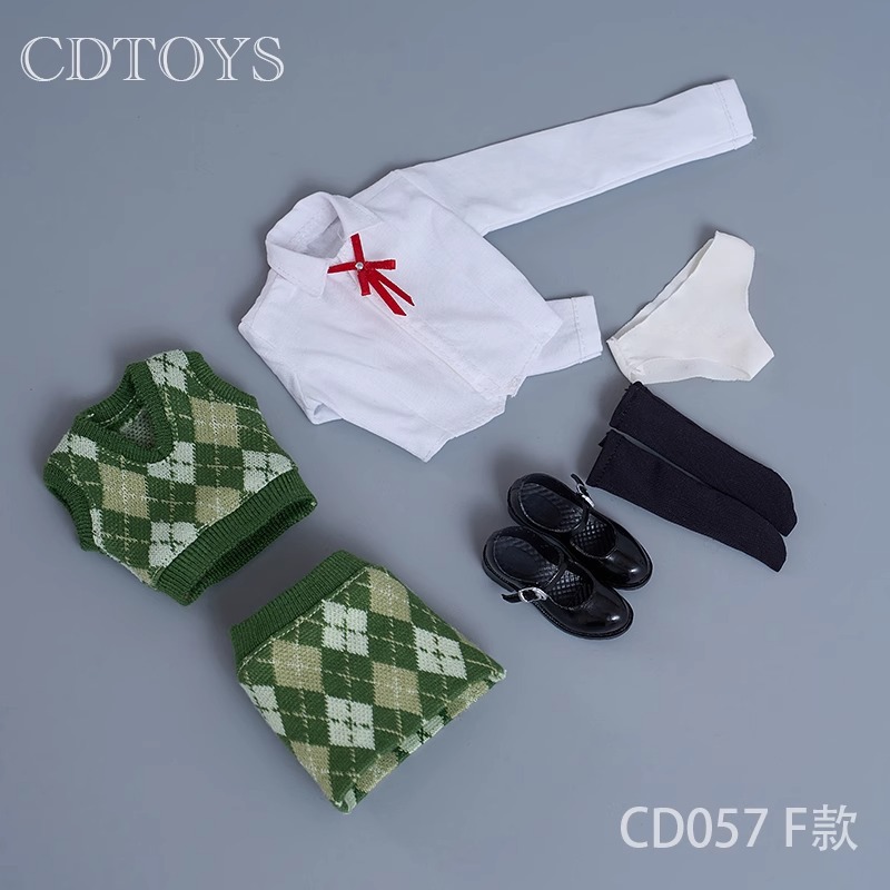 1/6 Mujer Soldado Ropa Diamante Cuadros Tejido Chaleco Bolso Cadera Falda Traje - Imagen 28 de 28
