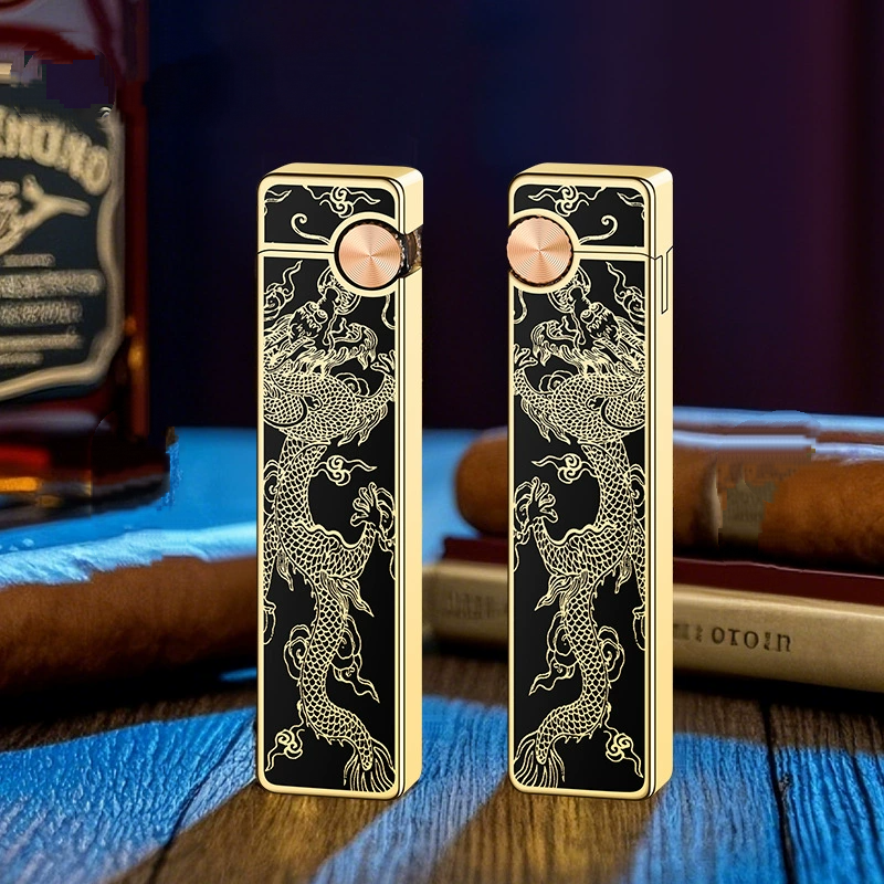 Mini Metal Grinding Wheel Dragon Pattern High Flame Cigarette Lighter Open Flame