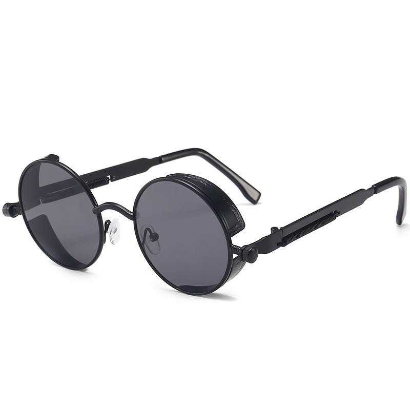 Retro Gothic Steampunk Sunglasses for Women Men Round Lens Metal Hippie Style - Picture 23 of 40