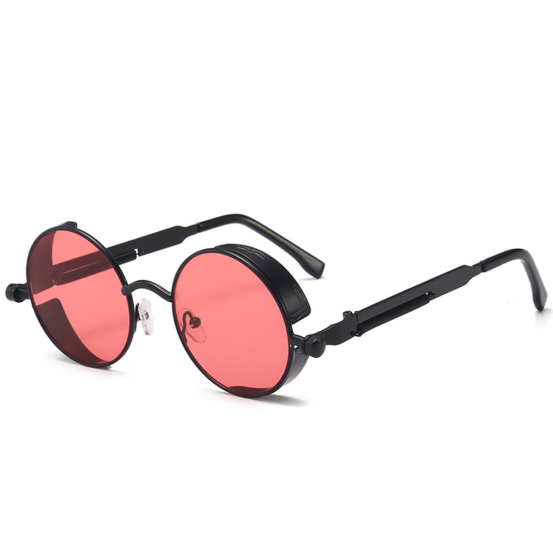 Retro Gothic Steampunk Sunglasses for Women Men Round Lens Metal Hippie Style - Picture 29 of 40
