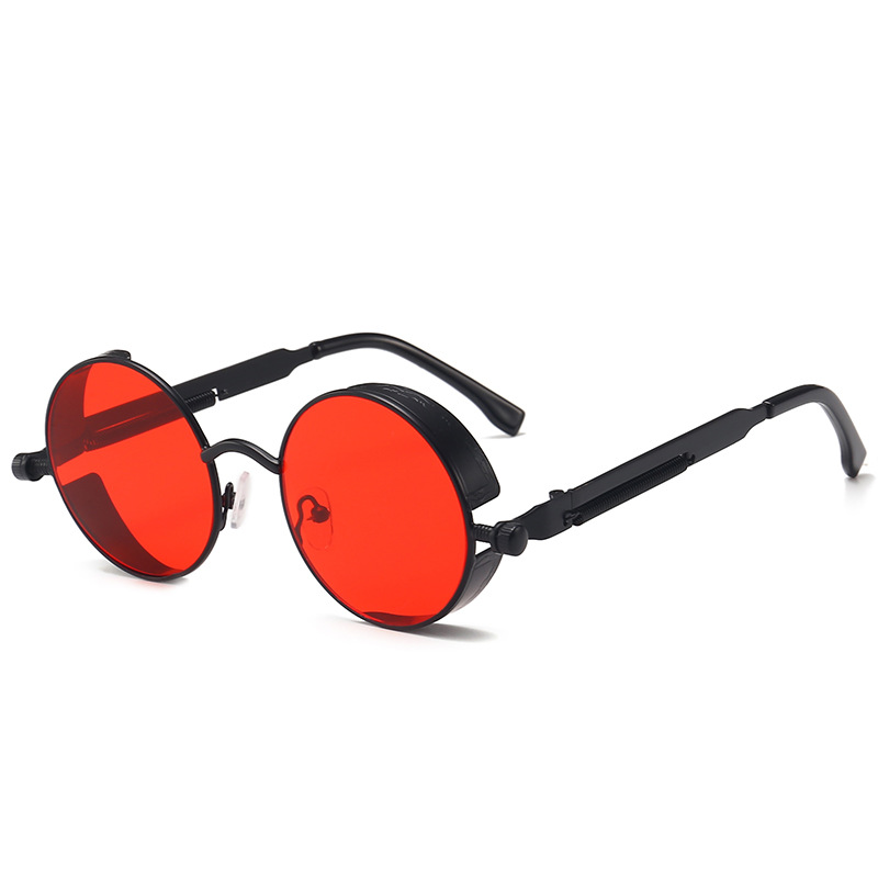Retro Gothic Steampunk Sunglasses for Women Men Round Lens Metal Hippie Style - Picture 31 of 40