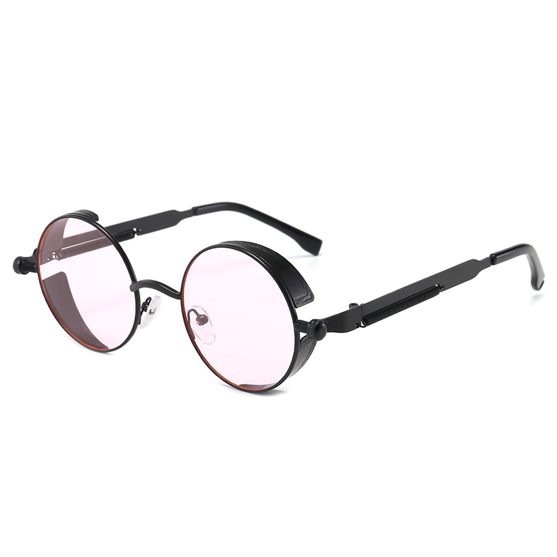 Retro Gothic Steampunk Sunglasses for Women Men Round Lens Metal Hippie Style - Picture 35 of 40