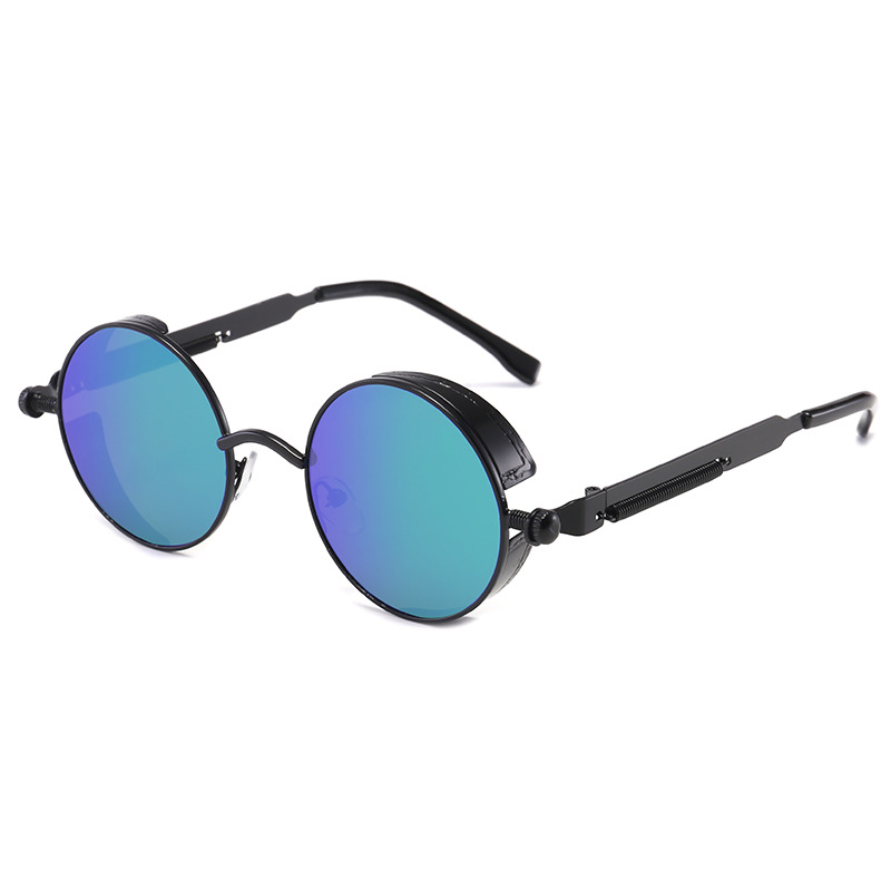 Retro Gothic Steampunk Sunglasses for Women Men Round Lens Metal Hippie Style - Picture 38 of 40