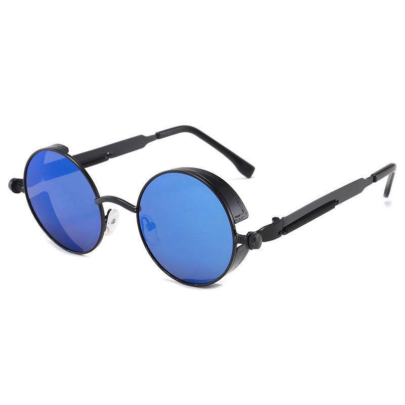 Retro Gothic Steampunk Sunglasses for Women Men Round Lens Metal Hippie Style - Picture 39 of 40