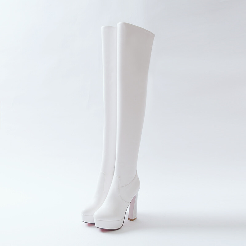Women Stretchy Thigh High Boots Platform Block Heel Over Knee High Boots US Size - Picture 15 of 16