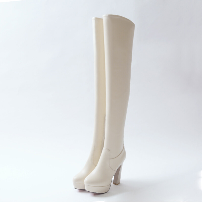 Women Stretchy Thigh High Boots Platform Block Heel Over Knee High Boots US Size - Picture 16 of 16