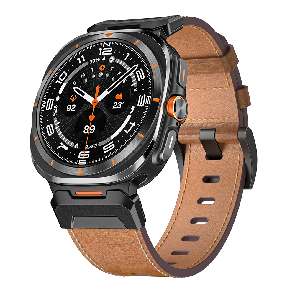 Bracelet En Cuir Véritable Pour Samsung Galaxy Watch Ultra 47mm Léger Et Ajustab - Zdjęcie 19 z 24