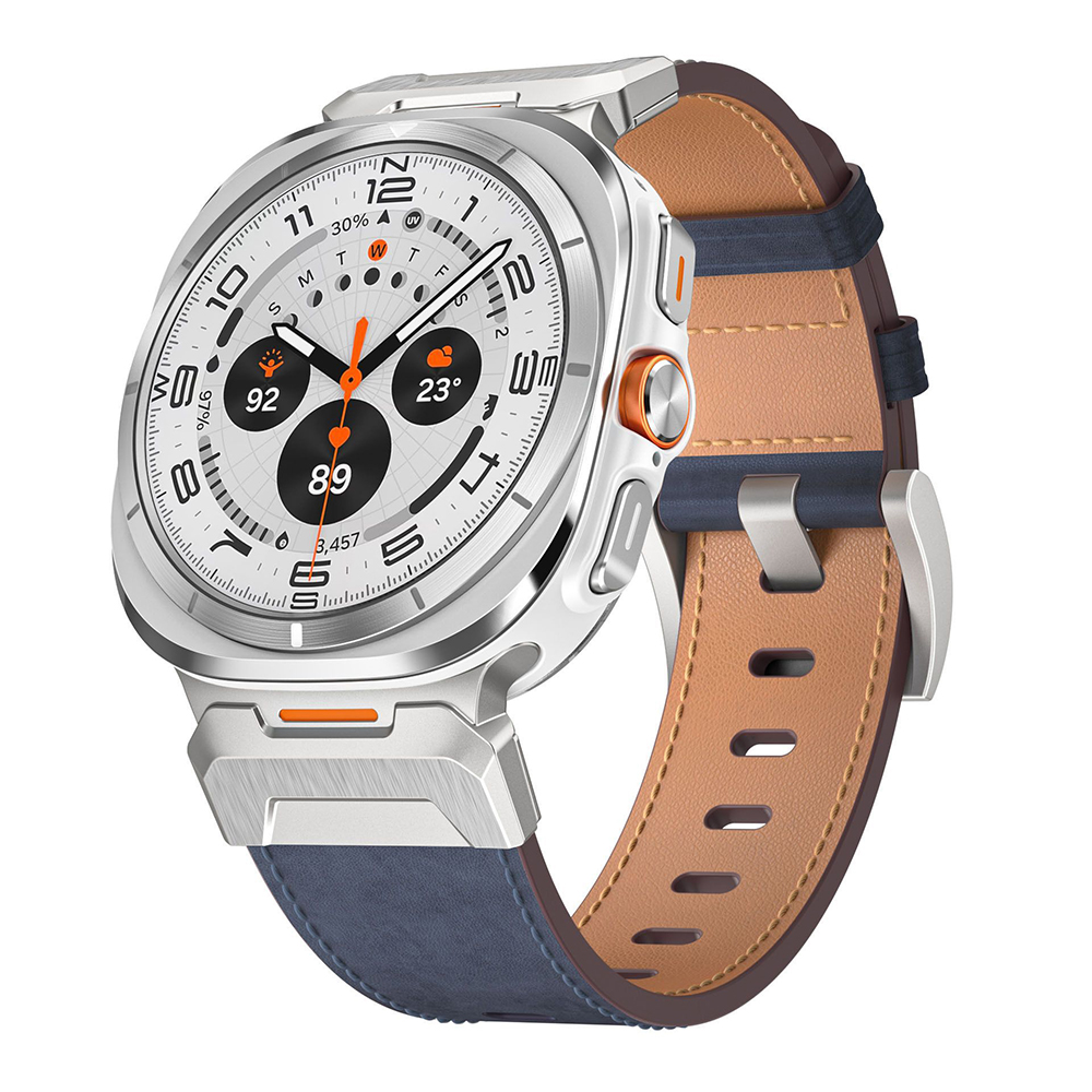 Bracelet En Cuir Véritable Pour Samsung Galaxy Watch Ultra 47mm Léger Et Ajustab - Zdjęcie 20 z 24