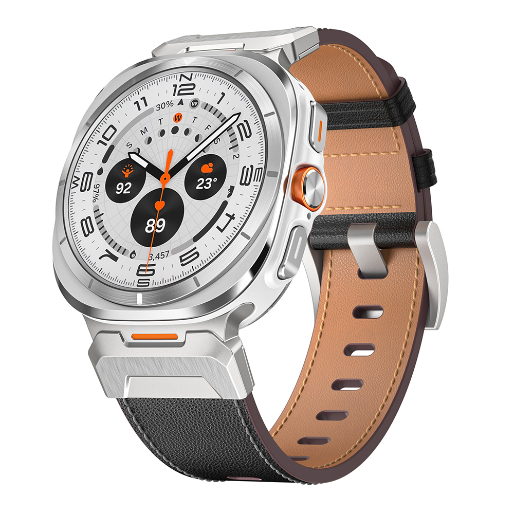 Bracelet En Cuir Véritable Pour Samsung Galaxy Watch Ultra 47mm Léger Et Ajustab - Zdjęcie 22 z 24