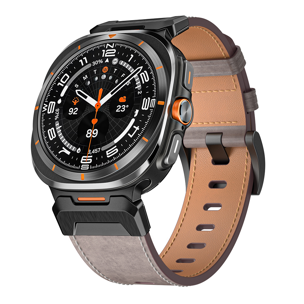 Bracelet En Cuir Véritable Pour Samsung Galaxy Watch Ultra 47mm Léger Et Ajustab - Zdjęcie 24 z 24