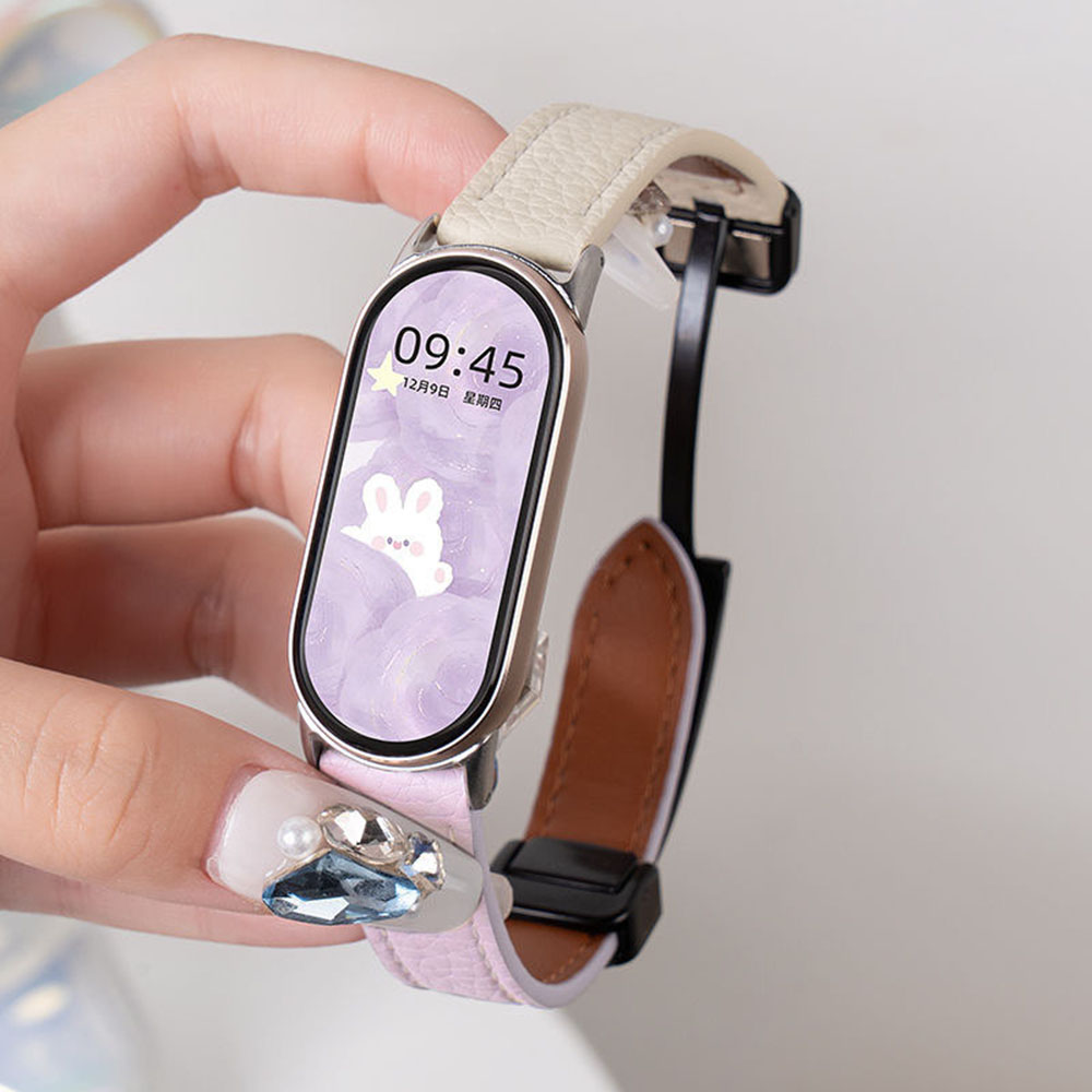 Bracelet en Cuir Magnétique Compatible Xiaomi Mi Band 9/8 NFC avec Fermoir Sécur - Zdjęcie 26 z 32