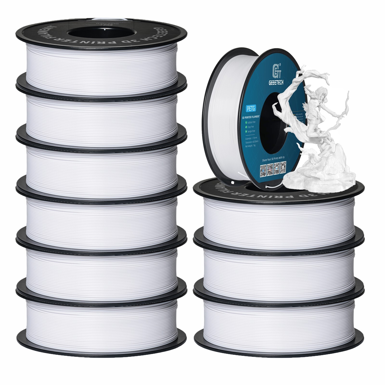 5/10 pezzi Geeetech PETG filamento per stampante 3D 1,75 mm 1 kg/rotolo filamento per stampante 3D - Foto 27 di 41