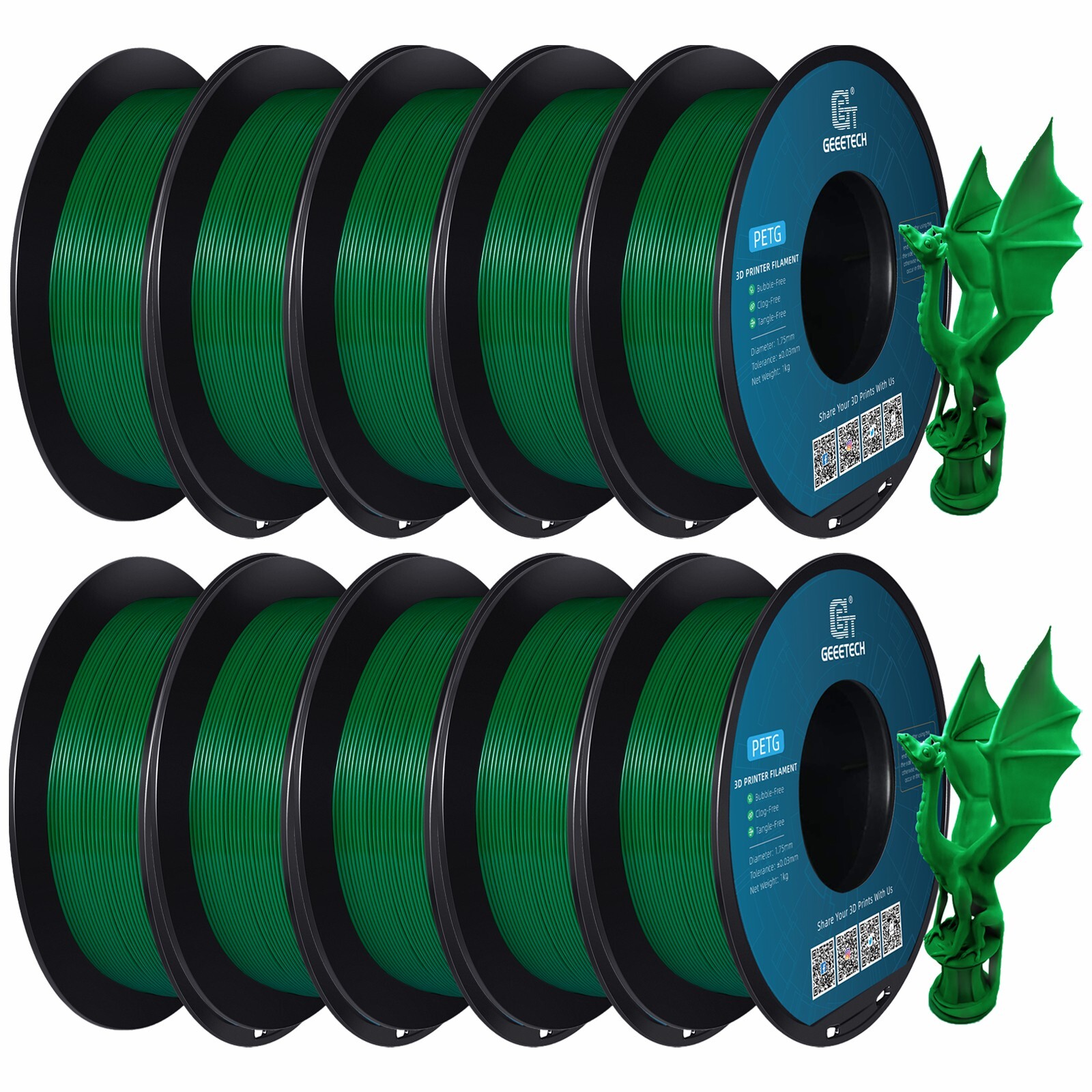 5/10 pezzi Geeetech PETG filamento per stampante 3D 1,75 mm 1 kg/rotolo filamento per stampante 3D - Foto 29 di 41