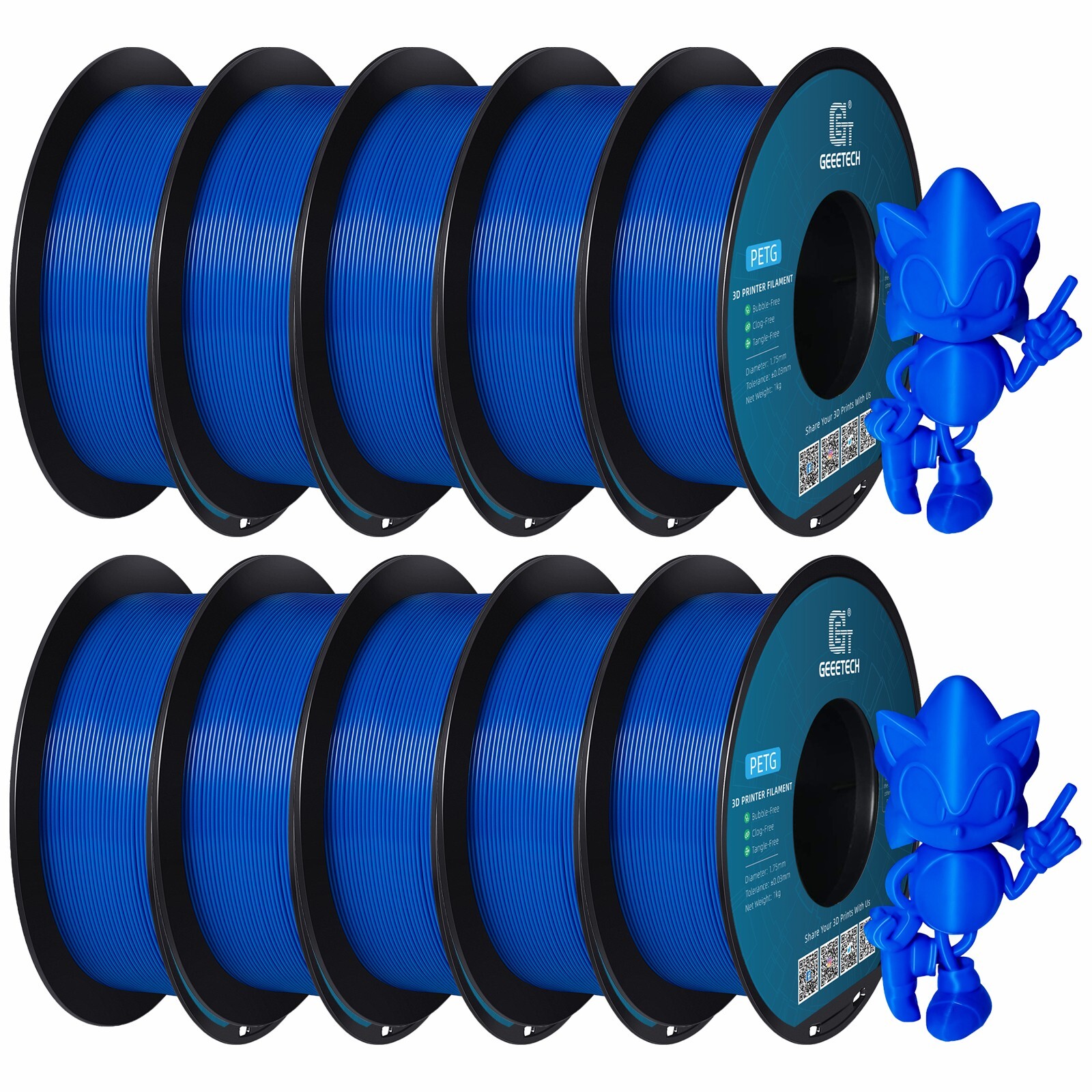 5/10 pezzi Geeetech PETG filamento per stampante 3D 1,75 mm 1 kg/rotolo filamento per stampante 3D - Foto 31 di 41