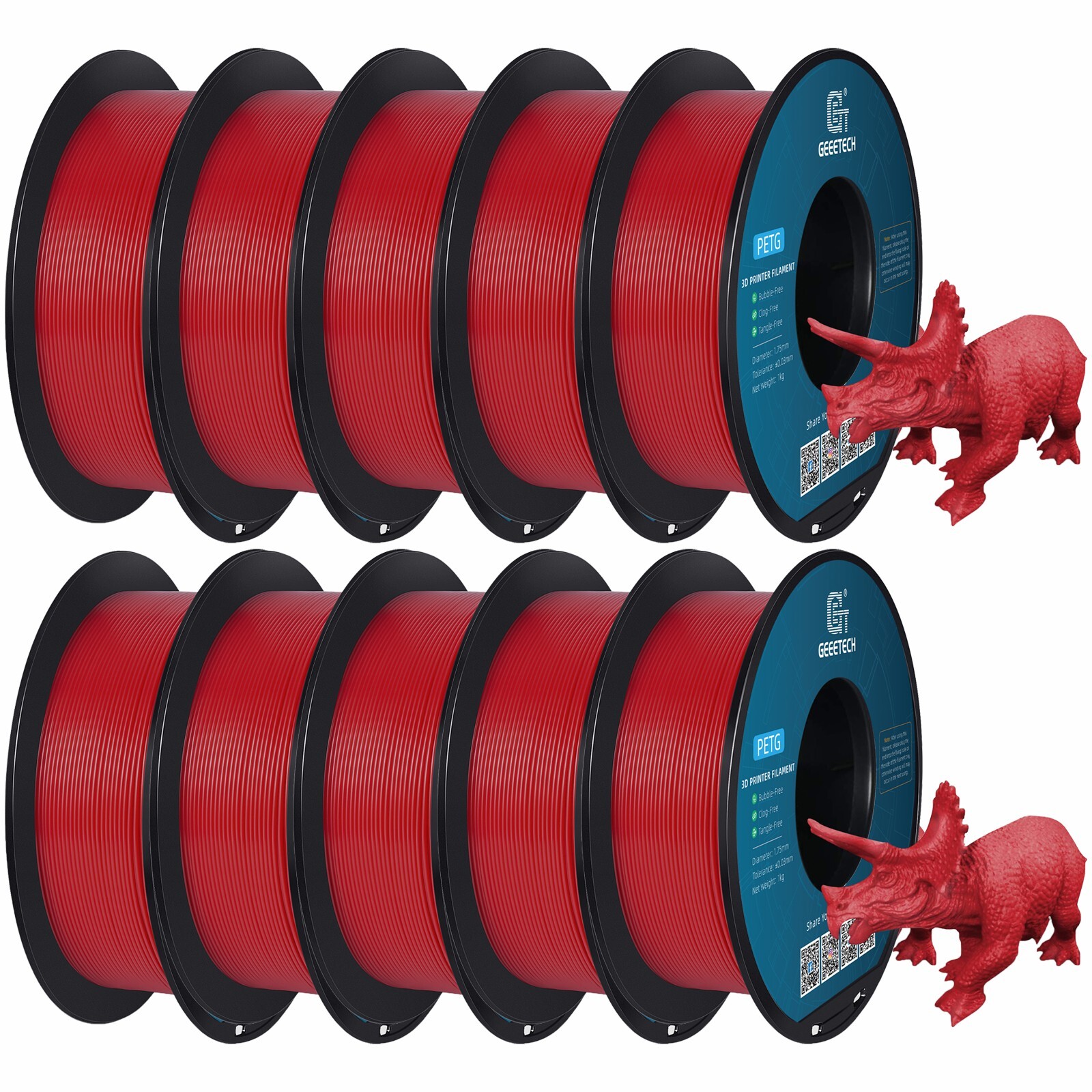 5/10 pezzi Geeetech PETG filamento per stampante 3D 1,75 mm 1 kg/rotolo filamento per stampante 3D - Foto 32 di 41