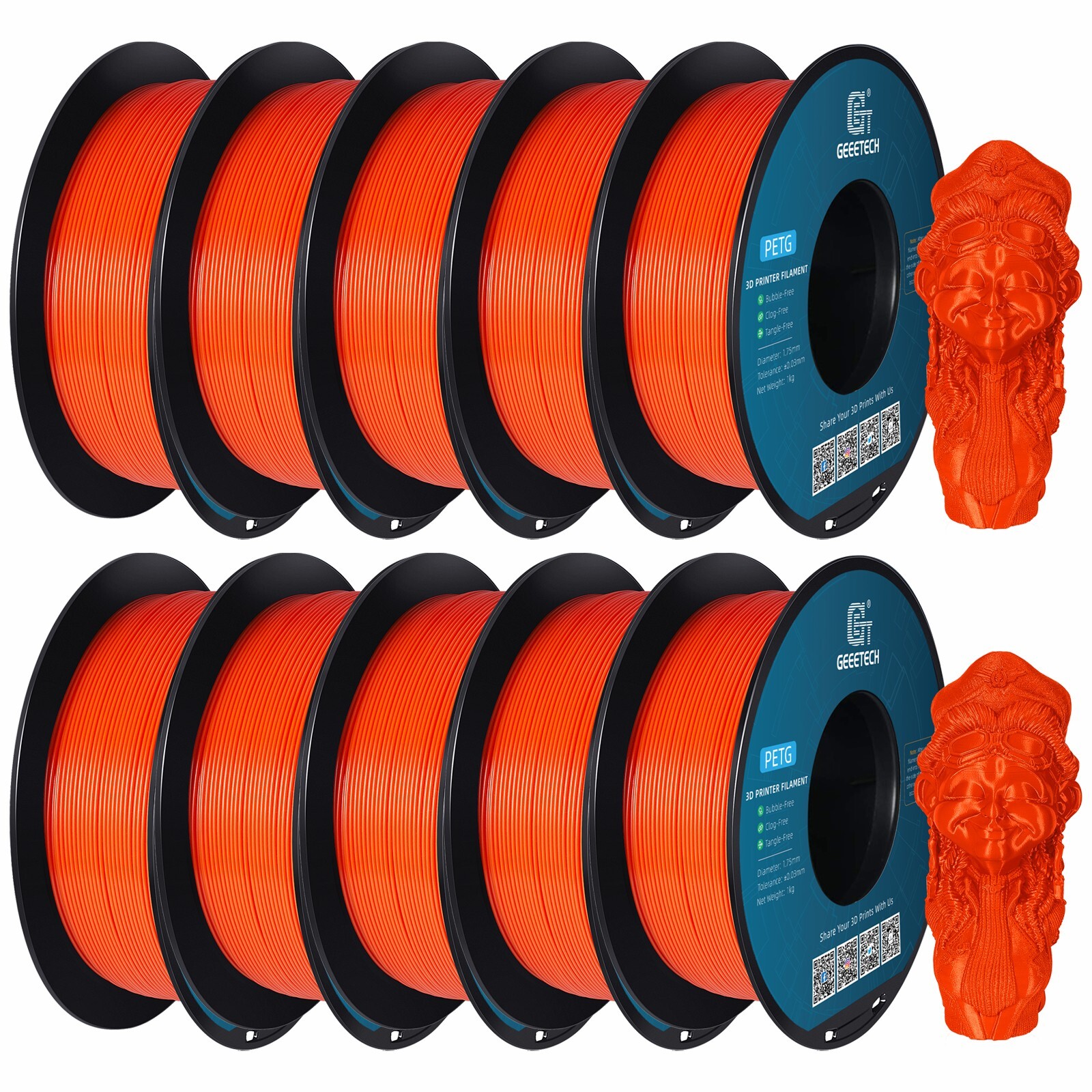 5/10 pezzi Geeetech PETG filamento per stampante 3D 1,75 mm 1 kg/rotolo filamento per stampante 3D - Foto 34 di 41