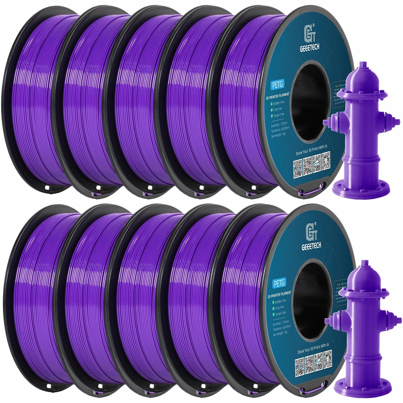 5/10 pezzi Geeetech PETG filamento per stampante 3D 1,75 mm 1 kg/rotolo filamento per stampante 3D - Foto 35 di 41
