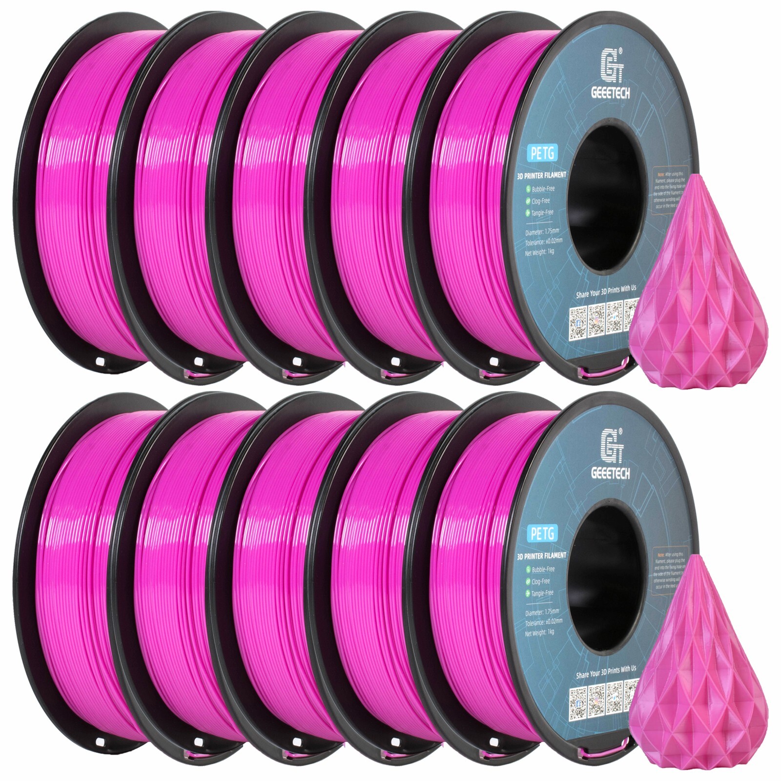 5/10 pezzi Geeetech PETG filamento per stampante 3D 1,75 mm 1 kg/rotolo filamento per stampante 3D - Foto 36 di 41