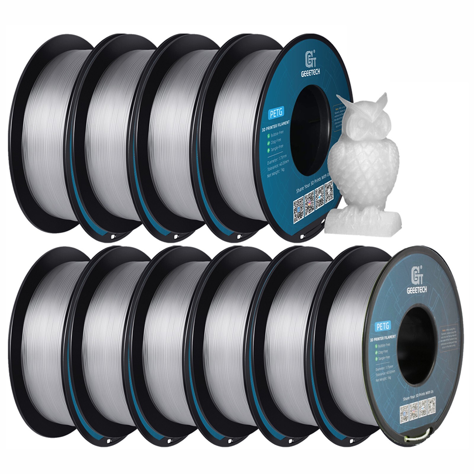 5/10 pezzi Geeetech PETG filamento per stampante 3D 1,75 mm 1 kg/rotolo filamento per stampante 3D - Foto 37 di 41