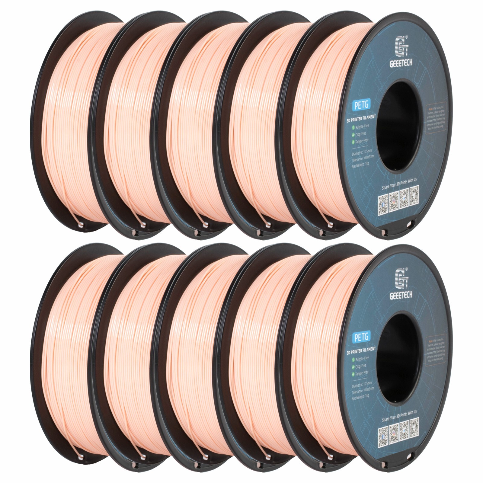5/10 pezzi Geeetech PETG filamento per stampante 3D 1,75 mm 1 kg/rotolo filamento per stampante 3D - Foto 39 di 41