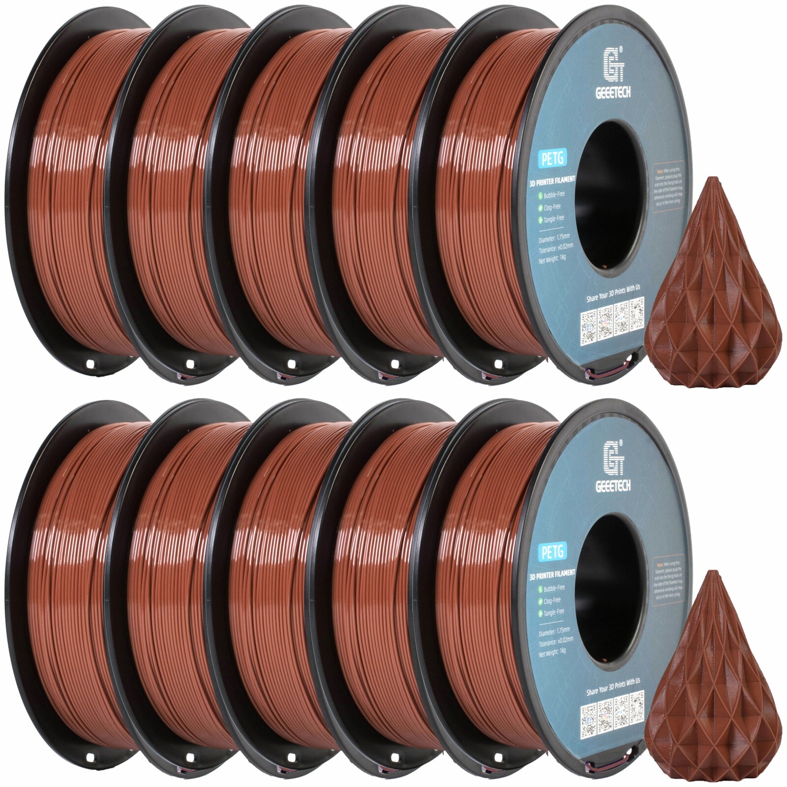 5/10 pezzi Geeetech PETG filamento per stampante 3D 1,75 mm 1 kg/rotolo filamento per stampante 3D - Foto 40 di 41
