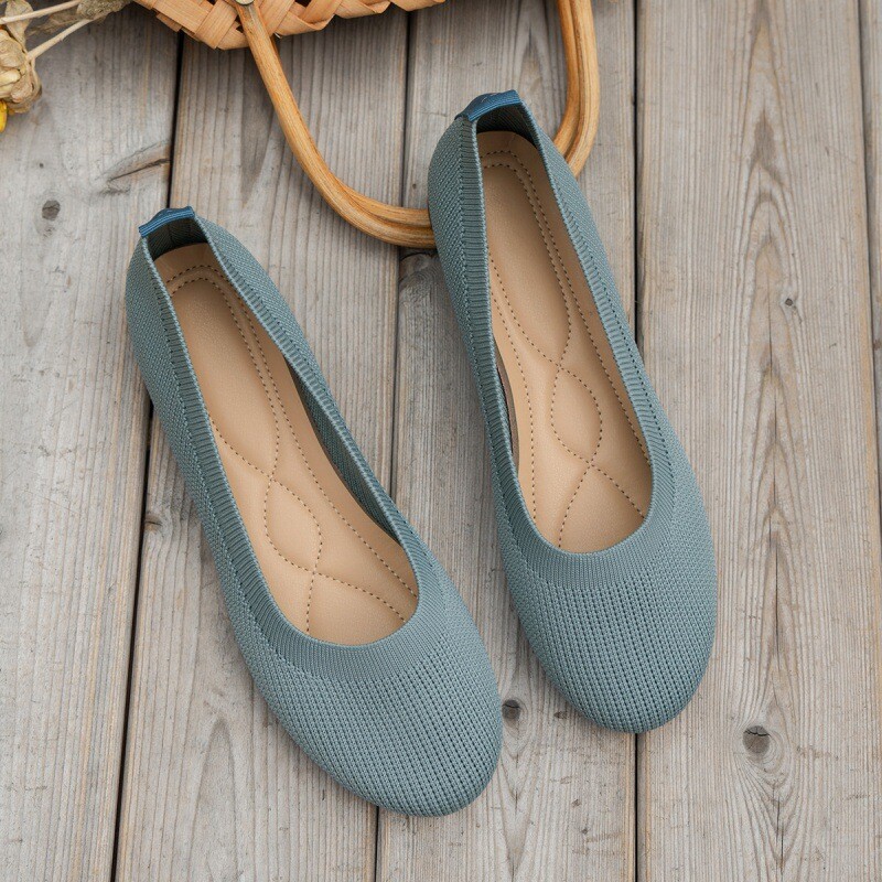 Womens Office Ladies Ballet Dolly Pumps Ballerina Knit Casual Slip On Shoes Size - Picture 30 of 38