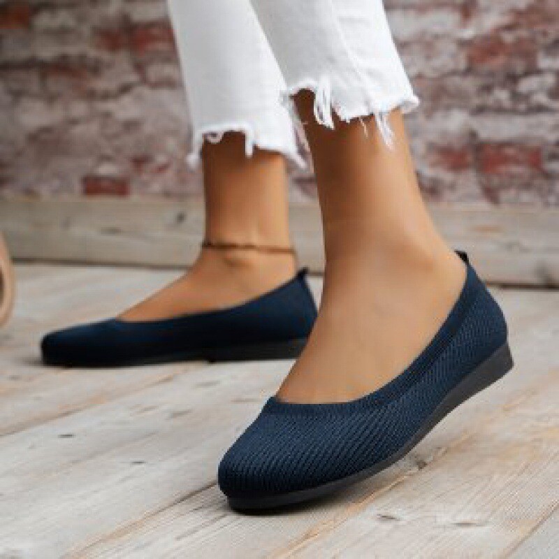 Womens Office Ladies Ballet Dolly Pumps Ballerina Knit Casual Slip On Shoes Size - Picture 31 of 38
