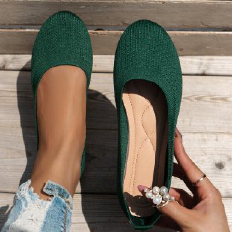 Womens Office Ladies Ballet Dolly Pumps Ballerina Knit Casual Slip On Shoes Size - Picture 35 of 38