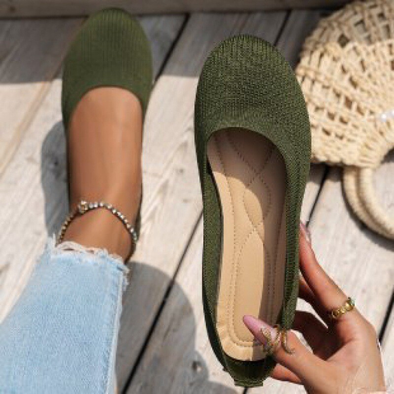 Womens Office Ladies Ballet Dolly Pumps Ballerina Knit Casual Slip On Shoes Size - Picture 37 of 38