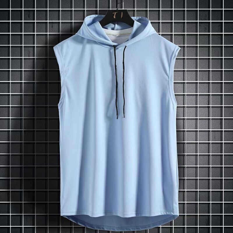 Men Gym Sleeveless Hoodie Fitness Sports Muscle Hooded Vest T-Shirt Tank Tops UK