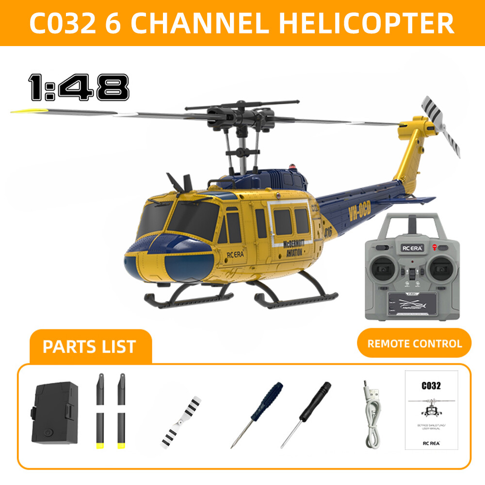RC ERA RC Helicopter C032 1:48 Huey Helicopter UH-1 6-axis Gyro 6CH 3D Aircraft - Picture 25 of 27