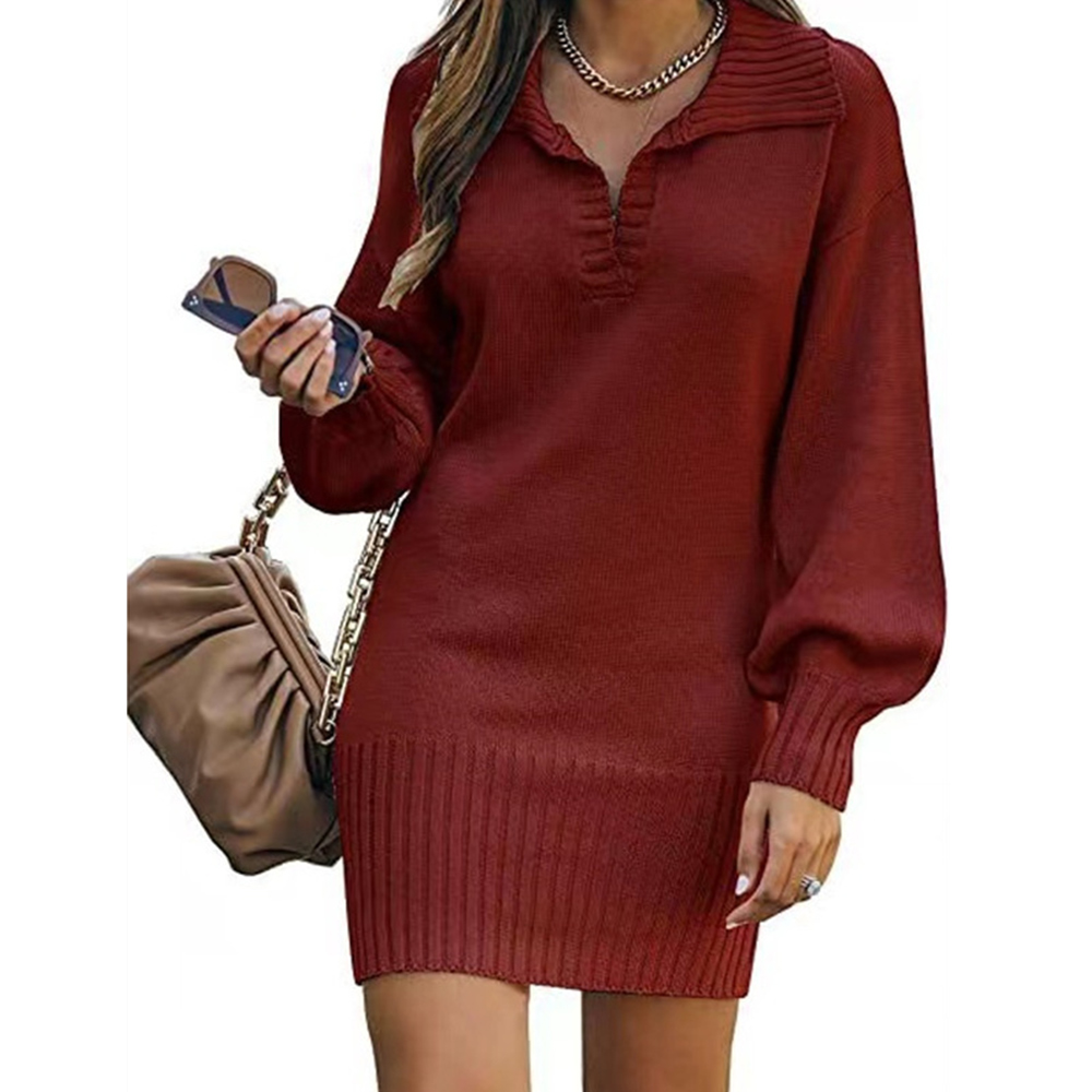 Langärmeliges Damenkleid für Winter aus weichem Polyester Midi Länge - Bild 51 von 70