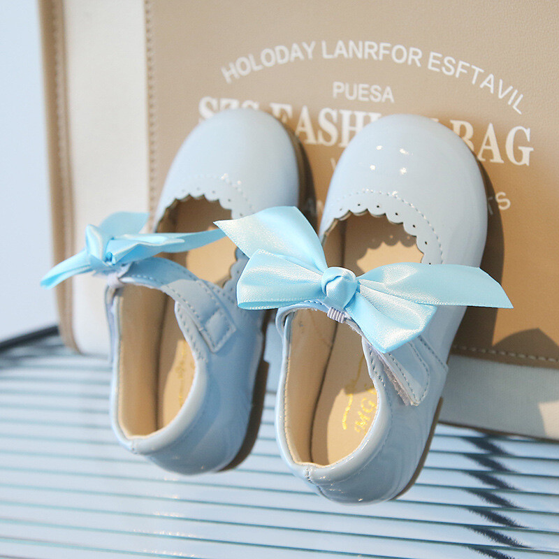KIDS GIRLS SPANISH RIBBON BOW WEDDING PARTY PATENT INFANTS TODDLER SHOES SIZE UK - Picture 20 of 25