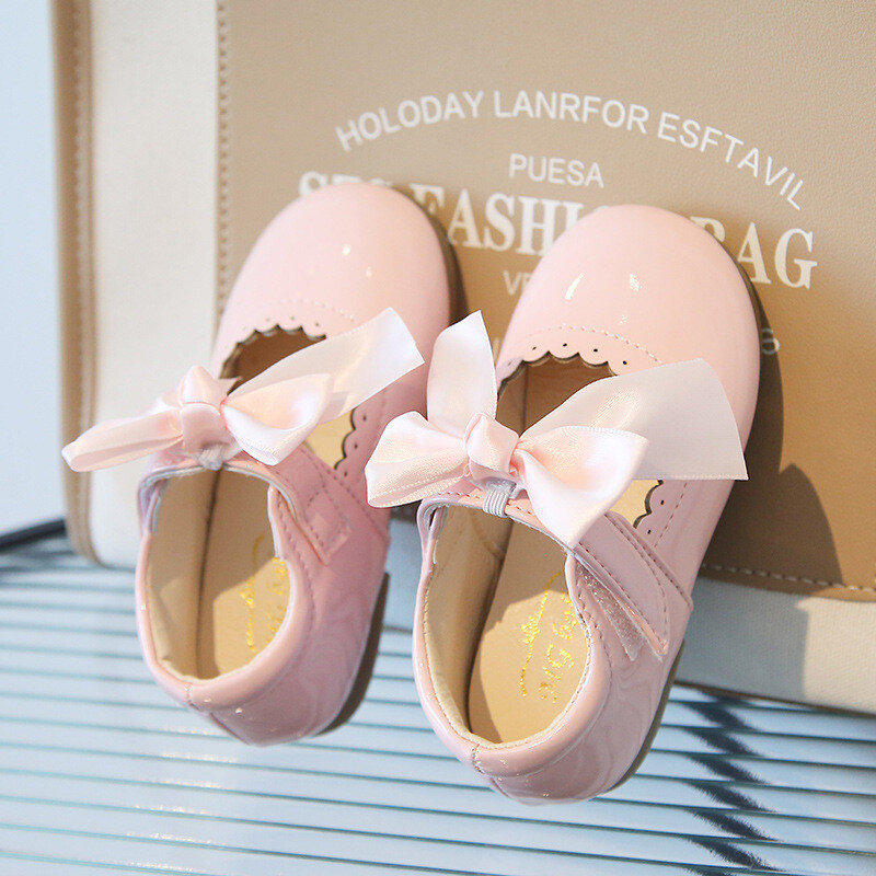 KIDS GIRLS SPANISH RIBBON BOW WEDDING PARTY PATENT INFANTS TODDLER SHOES SIZE UK - Picture 24 of 25