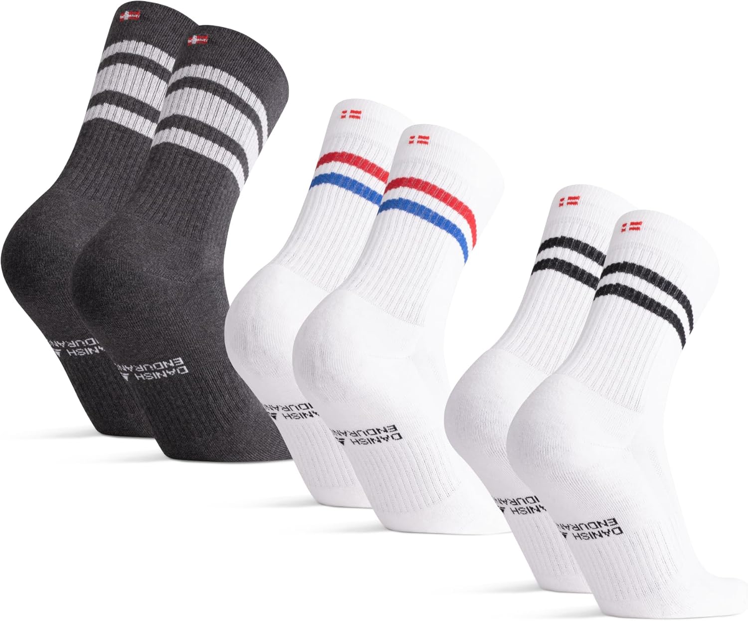 Cotton Striped Tennis Crew Socks Cushioned Sports Gym Socks for Men & Women