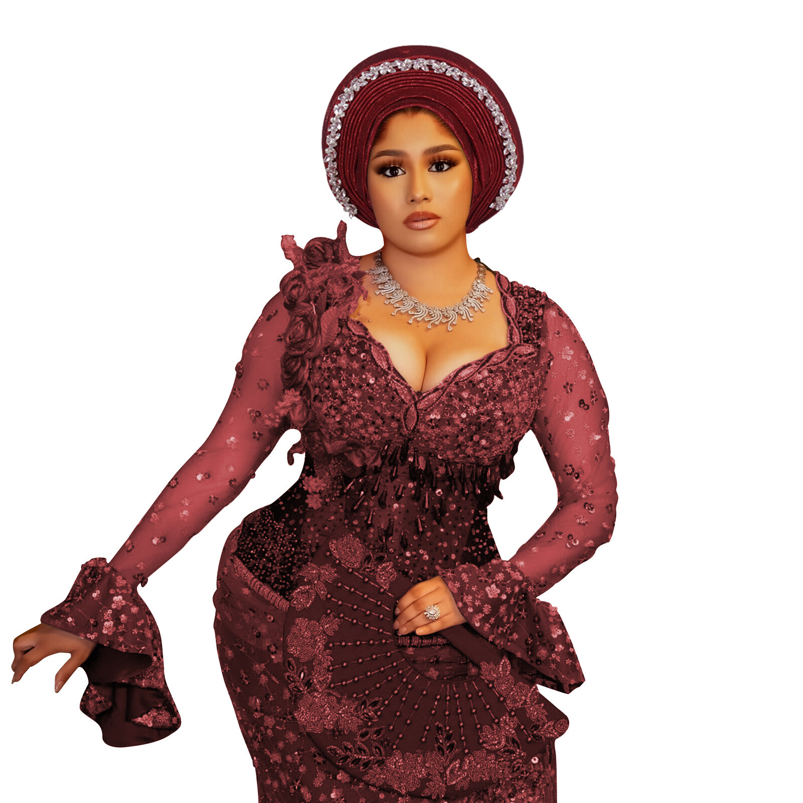 Corbata automática de gele para mujeres africanas sombreros cabeza envolvente nigeriana Aso Oke cáncer sombreros - Imagen 30 de 39