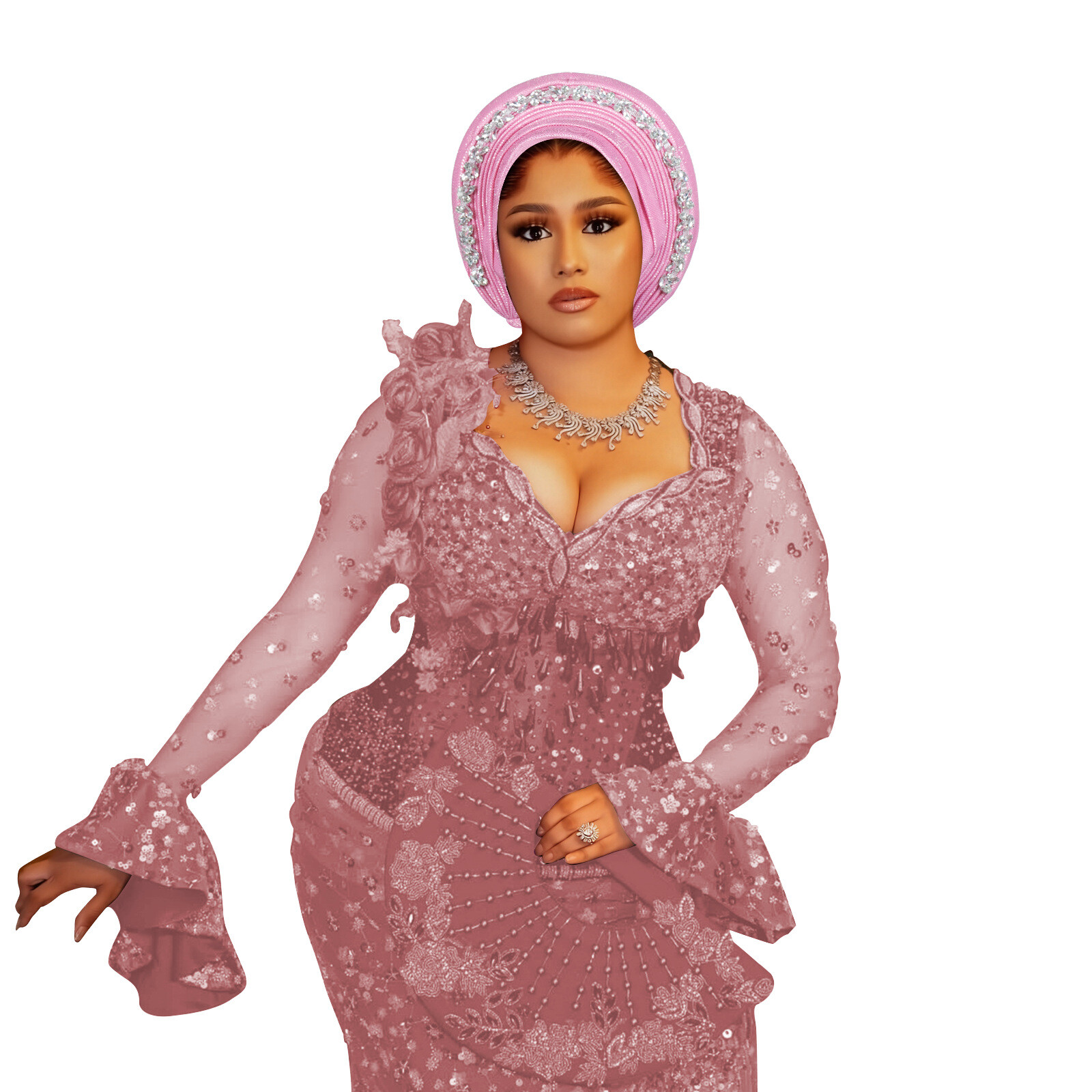Corbata automática de gele para mujeres africanas sombreros cabeza envolvente nigeriana Aso Oke cáncer sombreros - Imagen 32 de 39