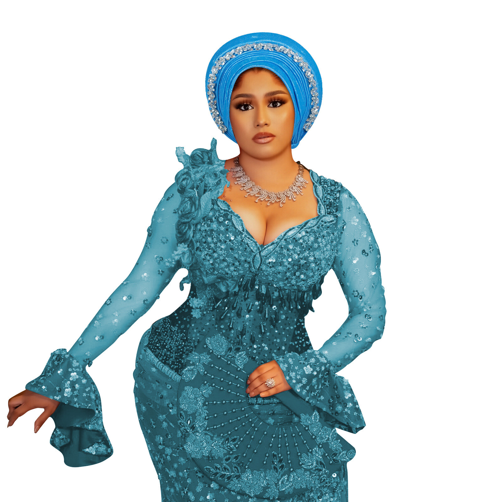 Corbata automática de gele para mujeres africanas sombreros cabeza envolvente nigeriana Aso Oke cáncer sombreros - Imagen 33 de 39