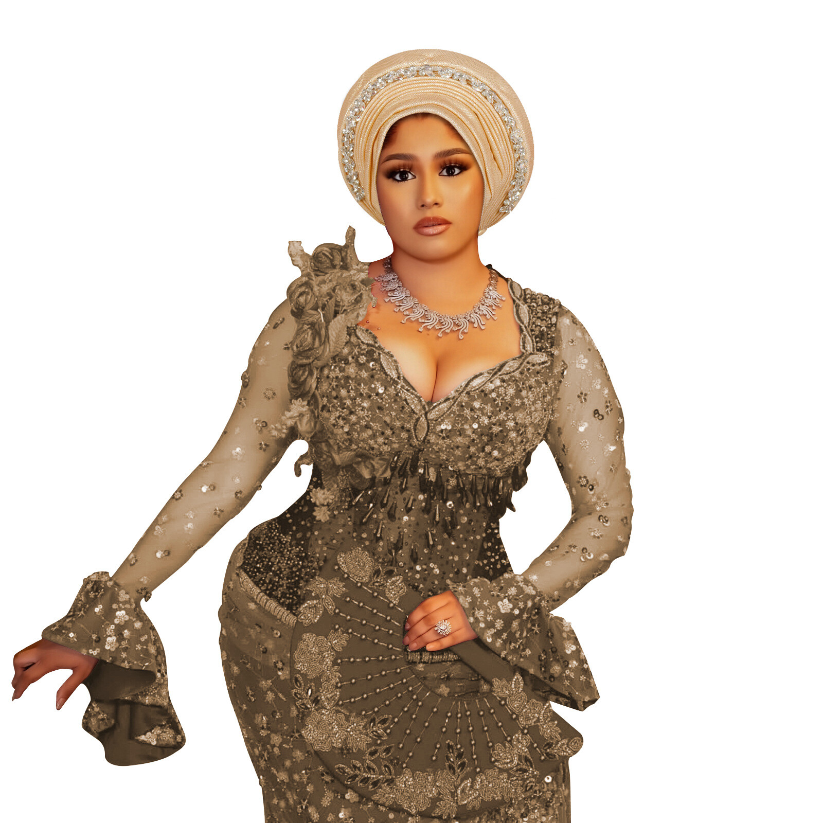 Corbata automática de gele para mujeres africanas sombreros cabeza envolvente nigeriana Aso Oke cáncer sombreros - Imagen 34 de 39