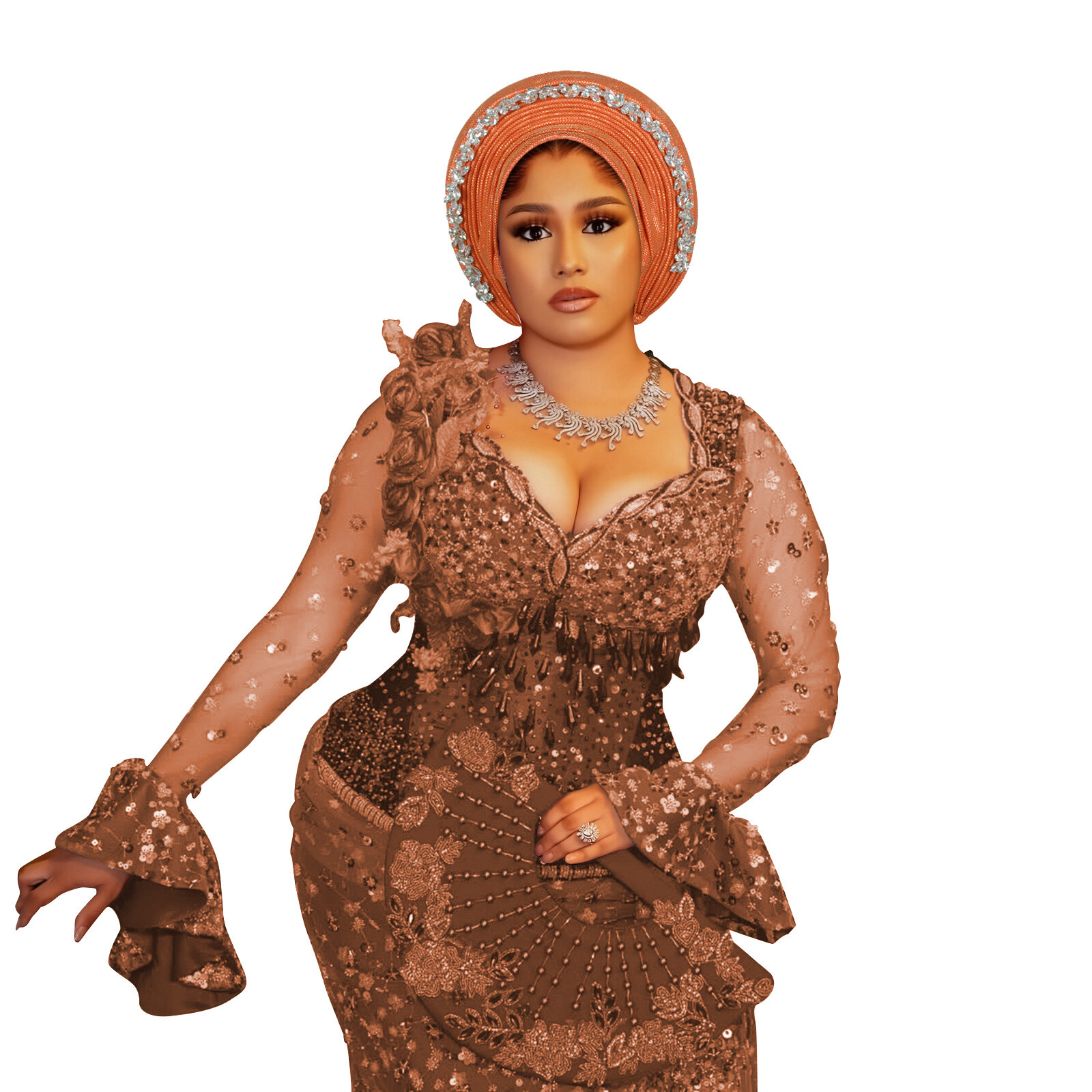 Corbata automática de gele para mujeres africanas sombreros cabeza envolvente nigeriana Aso Oke cáncer sombreros - Imagen 36 de 39