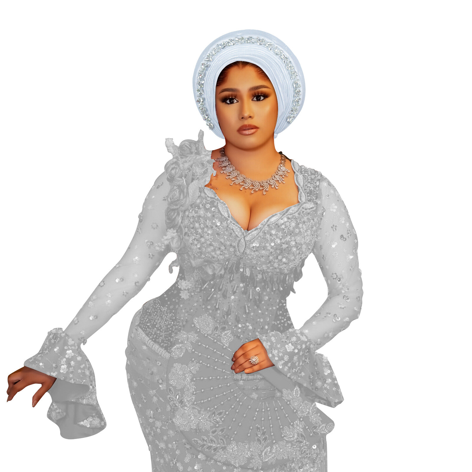 Corbata automática de gele para mujeres africanas sombreros cabeza envolvente nigeriana Aso Oke cáncer sombreros - Imagen 37 de 39
