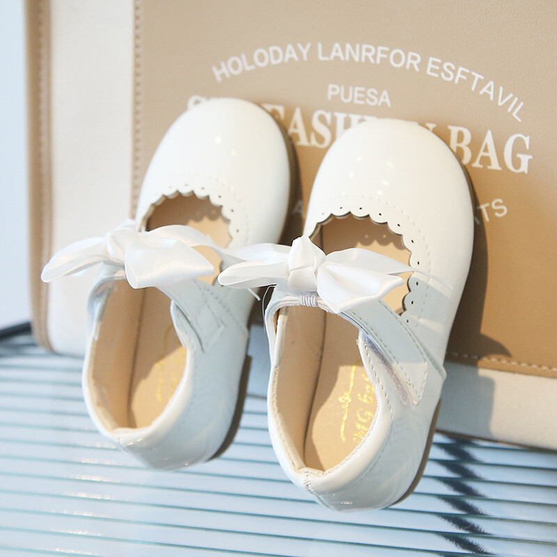 KIDS GIRLS SPANISH RIBBON BOW WEDDING PARTY PATENT INFANTS TODDLER SHOES SIZE UK - Picture 19 of 25