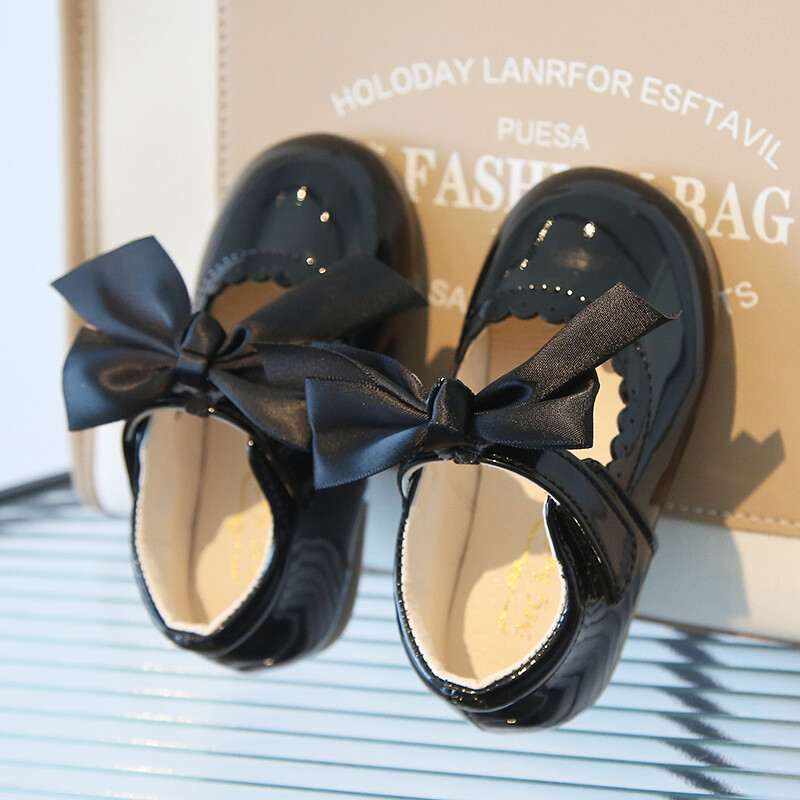 KIDS GIRLS SPANISH RIBBON BOW WEDDING PARTY PATENT INFANTS TODDLER SHOES SIZE UK - Picture 23 of 25