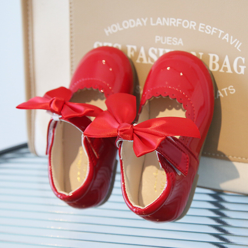 KIDS GIRLS SPANISH RIBBON BOW WEDDING PARTY PATENT INFANTS TODDLER SHOES SIZE UK - Picture 21 of 25