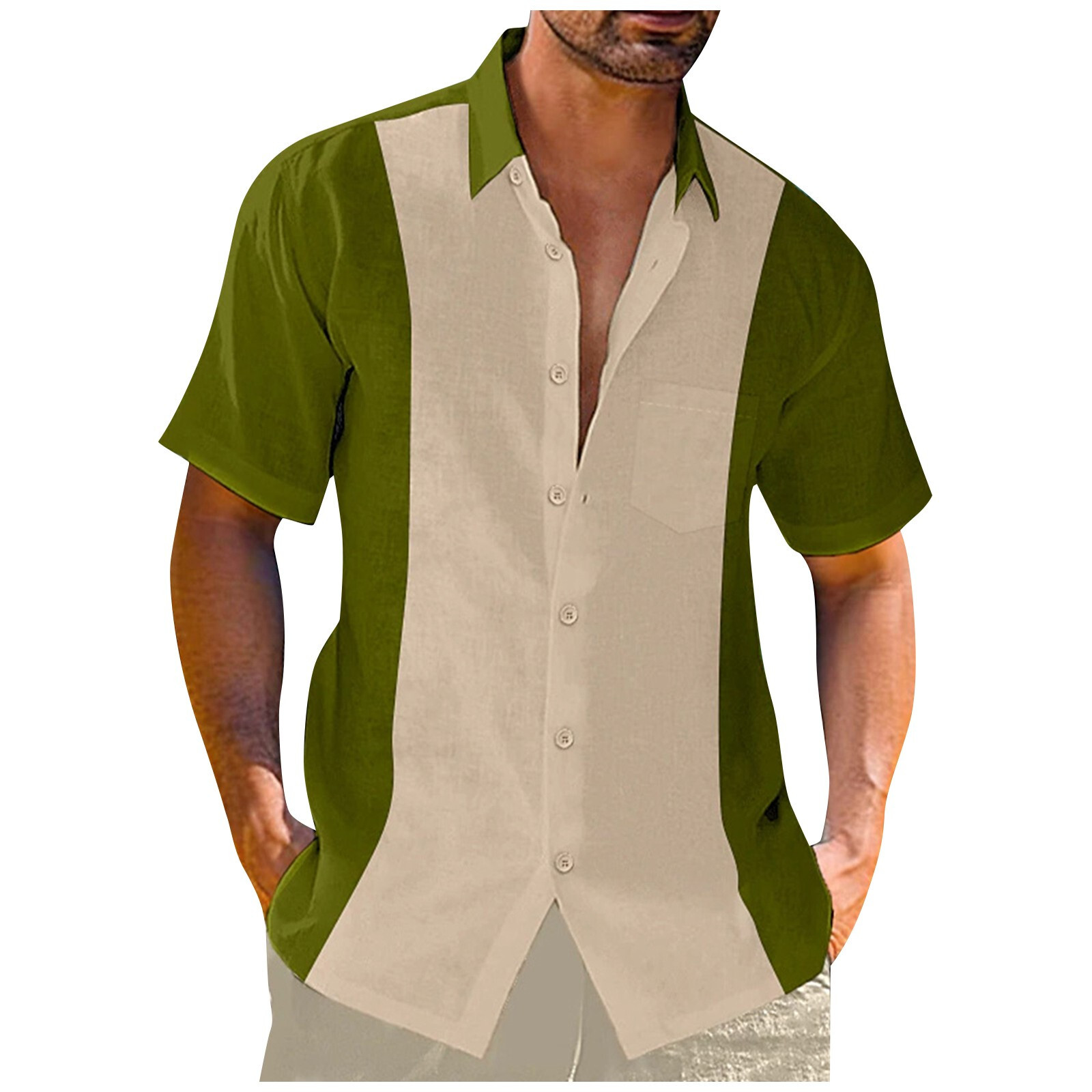 Men's Hawaiian Shirt Button Down Bowling Shirts Short Sleeve Summer Beach Shirts - Picture 19 of 32