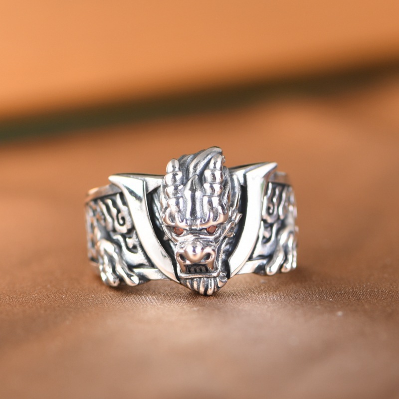 Fashion Men's Sterling Silver Ring Handmade Jewelry Gift Adjustable Ring - Picture 33 of 41